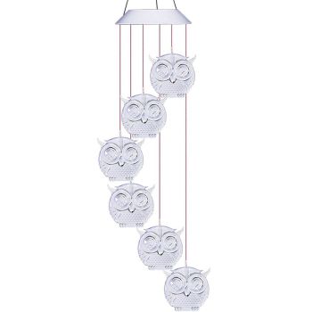 Owl Solar Wind Chime Light Waterproof Color Changing Outdoor Solar Garden Decorative Lights for Mother Day Mom Birthday Yard Garden Decoration