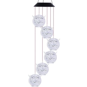 Owl Solar Wind Chime Light Waterproof Color Changing Outdoor Solar Garden Decorative Lights for Mother Day Mom Birthday Yard Garden Decoration