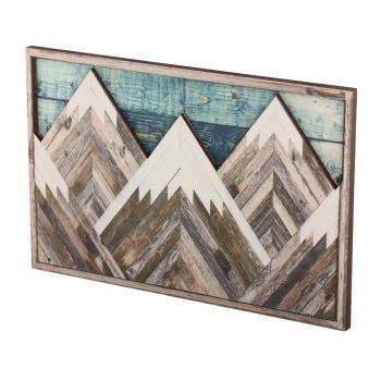 Mountain Wood Wall Art Decor Green Mountain Top Blue Mountain Top Decorative Painting