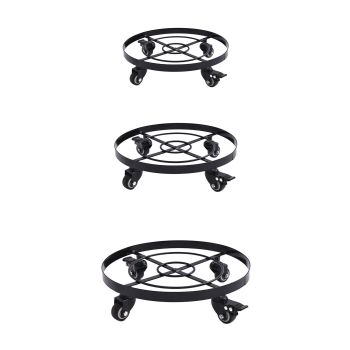 Mobile Flower Stand with Universal Wheels Metal Movable Flower Pot Stand