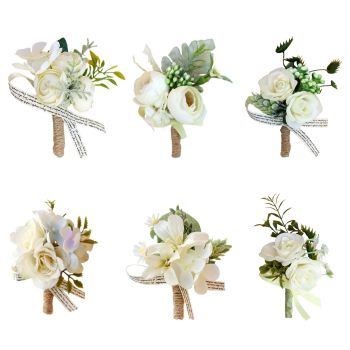 Bride and Groom Boutonniere Bridesmaid and Groomsmen Corsage Rose Boutonniere