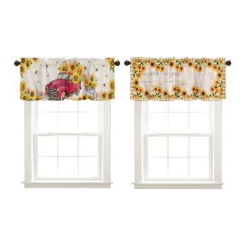 Sunflower Patterned Short Curtains Window Valance