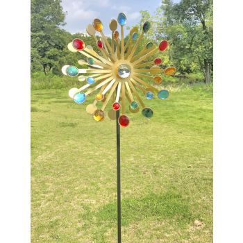 Windmills Metal Bright Colors Lighthouse Decoration Art Wind Sculpture for Yard Garden
