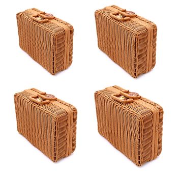 Vintage Handmade Imitation Rattan Woven Storage Case Makeup Travel Picnic Shop Luggage Basket Holder Sundries Organizer Box