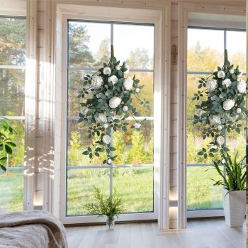 Door Head Cover Decoration Fake Rose Vine Window Landscaping Simulation 22 Head Austin Rose Wall Hanging Flowers