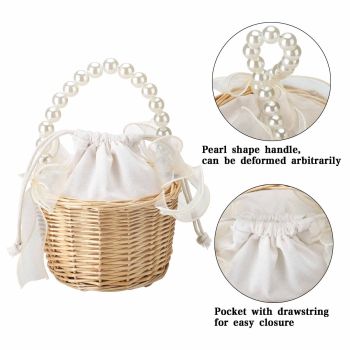 Wedding Ceremony Ring Pillow Flower Basket Portable Burlap Bowknot Vintage Wedding Basket