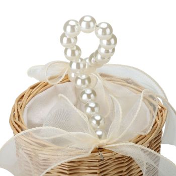 Wedding Ceremony Ring Pillow Flower Basket Portable Burlap Bowknot Vintage Wedding Basket
