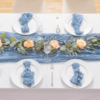 Pleated Cheese Cloth Table Flag Foldable Table Runner for Dining Table