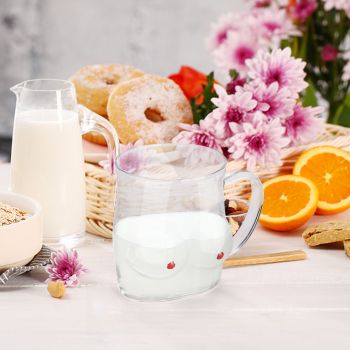 Glass Coffee Mug 480ml Large Capacity Glass Household Milk Juice Breakfast Cup with Handle