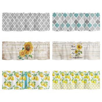 Window Top Curtain Fashion Printing Light Blocking Valance Short Curtain for Home Use 137x45cm