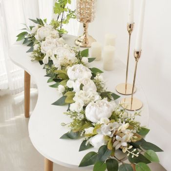 2PCS Set Artificial Wedding Arch Flowers Kit Flower Swag Wedding Arch Decor