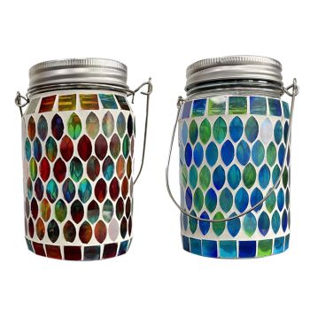 Solar Mosaic Lantern Light IP44 Waterproof Inlaid Fade Resistant Mosaic Glass Light