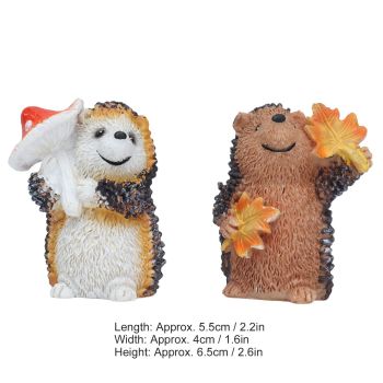 1 Pair Resin Hedgehog Ornament Micro Landscape Animal Decoration for Birthday Bedroom Study