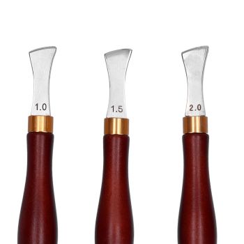 4pcs Leather Edgers Sharp Professional Trimming Working Kit with Wooden Handle for DIY Craft Leather Cutting