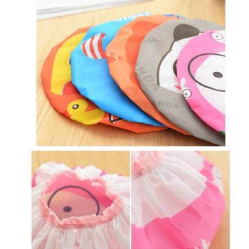 Bath Shower Cap Reusable Waterproof Kitchen Oilproof Hair Hat Cute Cartoon Design for Adults KidsRandom Style