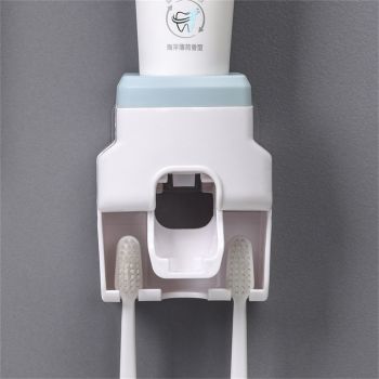 Automatic Toothpaste Dispenser Squeezer with Toothbrush Holder Wall Mounted for Bathroom Adults KidsBlue
