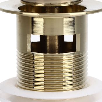 Pop Up Basin Drain Copper G1/4 Brushed Gold Corrosion Resistant Easy Installation Bathroom Washbasin Sink Drain