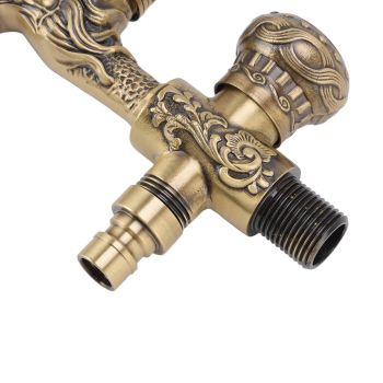 Water Tap 2 Handles 1 Hole Oil Rub Antique Dragon Carved Brass Faucet for Bathroom Sink Countertop Mounted Basin