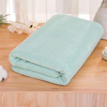 Coral Velvet Bath Towel Water Absorption Bathing Body Towel Pure Color for Bathroom Hotel Green