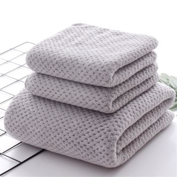 Coral Velvet Bath Towel Water Absorption Bathing Body Towel Pure Color for Bathroom Hotel Gray