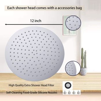 8 Inch Stainless Steel Rain Shower Head Ultrathin 75 Nozzles High Pressure 360 Degrees Rotating g Shower Head