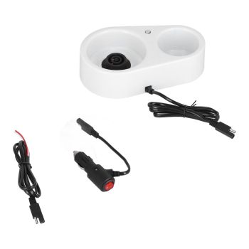 800ml Portable Electric Car Kettles Car Water Dispenser with White Base Silicone Sealing Ring Cover for Travel Boil WaterWhite