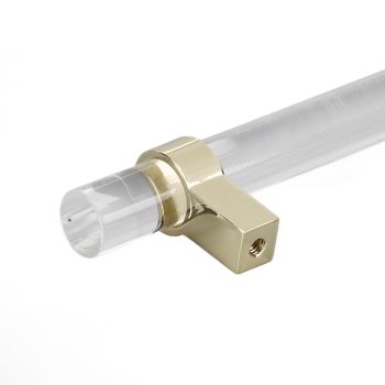 Crystal Acrylic Handle Modern Transparent Drawer Pull Handle for Closets Bookcases Shoe Cabinet Hole Spacing128 Gold