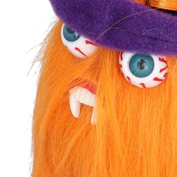 Halloween Dolls Ornament Halloween Plush Gnome with Witch Hat and Vampires Tooth for Halloween DecorationsOrange