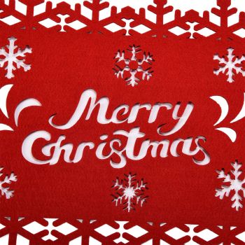 Christmas Table Runner Placemat Heat Protection Water Absorption Felt Table Runner Placemat(4 English Placemats 4 Coasters )