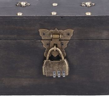 Treasure Props Storage Box with Password Lock Retro Wooden Storage Box for Home Living Room