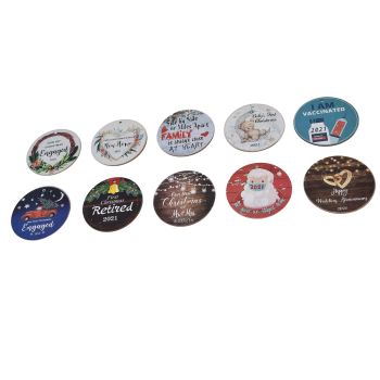 10pcs Christmas Hangings Wooden Round Beautiful Pattern Christmas Tags with Landyard for Christmas Tree Decoration Gift