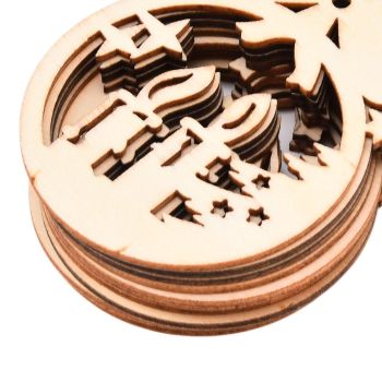 40Pcs Wooden Christmas Tree Decor Hanging Ornaments Set Hollow Wood Tree Pendant for Festival Party Celebration