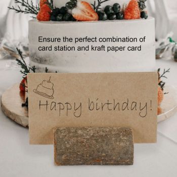 10pcs Wood Memo Holder Circular Decorative Desktop Wooden Photo Stand with Kraft Paper Cards for Weddings Home