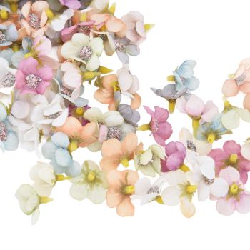 200Pcs Wedding Cloth Small Flower Head 2.5cm/1.0in DIY Simulation Flowers Head for Birthday Wedding Christening