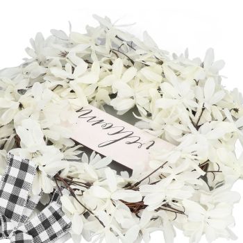 Imitation White Dogwood Wreath Simulation Vibrant Wreath Decoration for Home Door