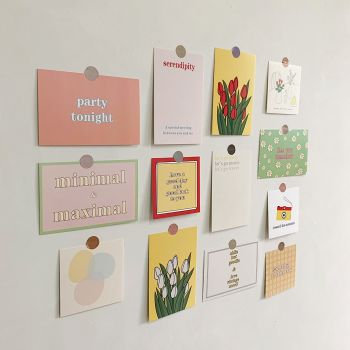 Wall Decoration Card Tulip Flower Geometric Color Block Dormitory Korean Style Photo Props
