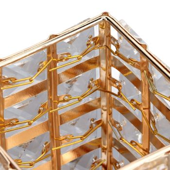 European Style Crystal Storage Box Crystal Jewelry Trinket Box Square Earrings Rings Organizer for Gift Giving Home Decoration Gold