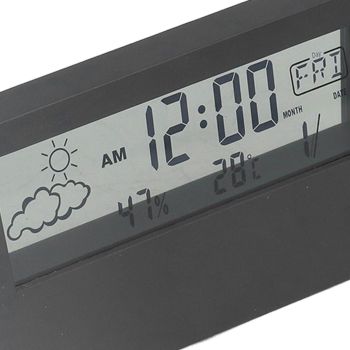 LCD Alarm Clock Transparent Multifunctional Large Screen Display Battery Powered Digital Alarm Clock for Home Travel Black