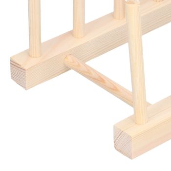 Bamboo Dish Plate Lightweight Portable Environmental Friendly Durable Pine Wood Dish Rack5 Grids 23cm