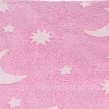 1.5x2m Luminous Blanket Double Side Flannel Star Moon Design Soft Glow in The Dark Blanket for KidsPink