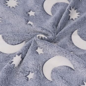 1.5x2m Luminous Blanket Double Side Flannel Star Moon Design Soft Glow in The Dark Blanket for KidsGray