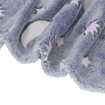 1.5x2m Luminous Blanket Double Side Flannel Star Moon Design Soft Glow in The Dark Blanket for KidsDusty Blue
