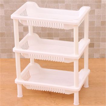 3 Layers Bathroom Standing Shelf Bathroom Stand PP Land Installation Bathroom Rack Storage Shelves for Bathroom KitchenWhite Tetragonum