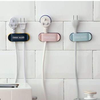 Power Plug Holder Wall Mounted Punching Free Adhesive Multifunction for Living Room Kitchen Bedroom Random Color