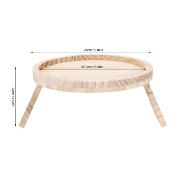 Clip On Tray Natural Bamboo 9.8in Round Home Couch Sofa Armrest Clip Tray Table for Snack Coffee Tee Remote Control 25cm/9.8in