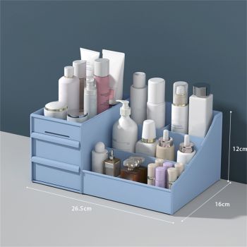 Makeup Storage Case Plastic Cosmetic Drawer Storage Box Multifunctional Storage Drawers for Bathroom Counter Blue 26.5x16x12cm / 10.4x6.3x4.7in