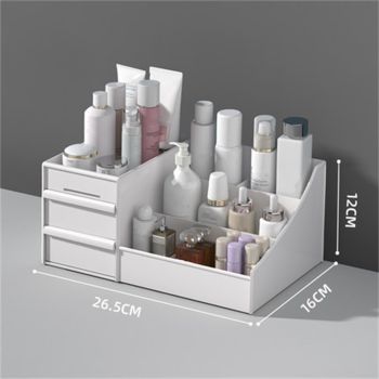 Makeup Storage Case Plastic Cosmetic Drawer Storage Box Multifunctional Storage Drawers for Bathroom Counter White 26.5x16x12cm / 10.4x6.3x4.7in