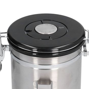 Stainless Steel Coffee Canisters with Calendar Wheel Exhaustable Coffee Jar for Home Coffee Shop1.8L Silver Color