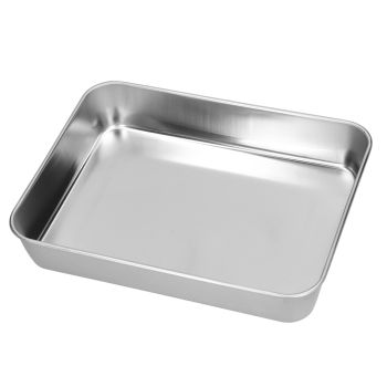 Roasting Pan and Rack Set Stainless Steel Easy Clean Rectangular Roaster with Rack for Cooking Baking23.5x17.5x5cm / 9.3x6.9x2.0in