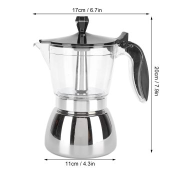 6 Cups Stainless Steel Coffee Pot Italian Octagonal Household Brewing Coffee Moka Pot